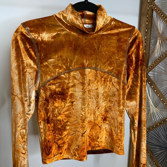 Aritzia Burnt Orange Crushed Mock Neck Top - Picture 2 of 5